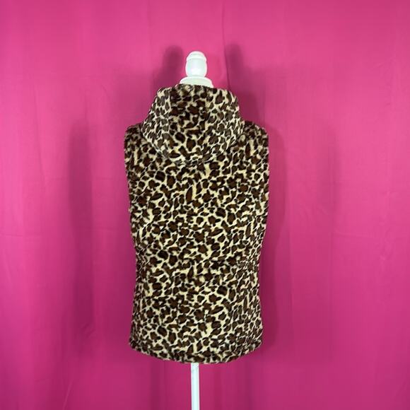 Special one by Rock Revolution green and Cheetah fur reversible puffer vest, L - Picture 4 of 12